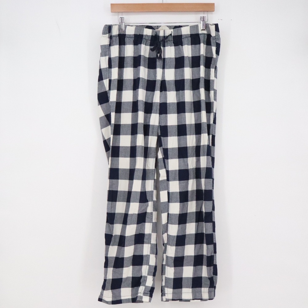 J.Crew Pajama Pants Womens M Navy White Buffalo Check Cotton Excellent